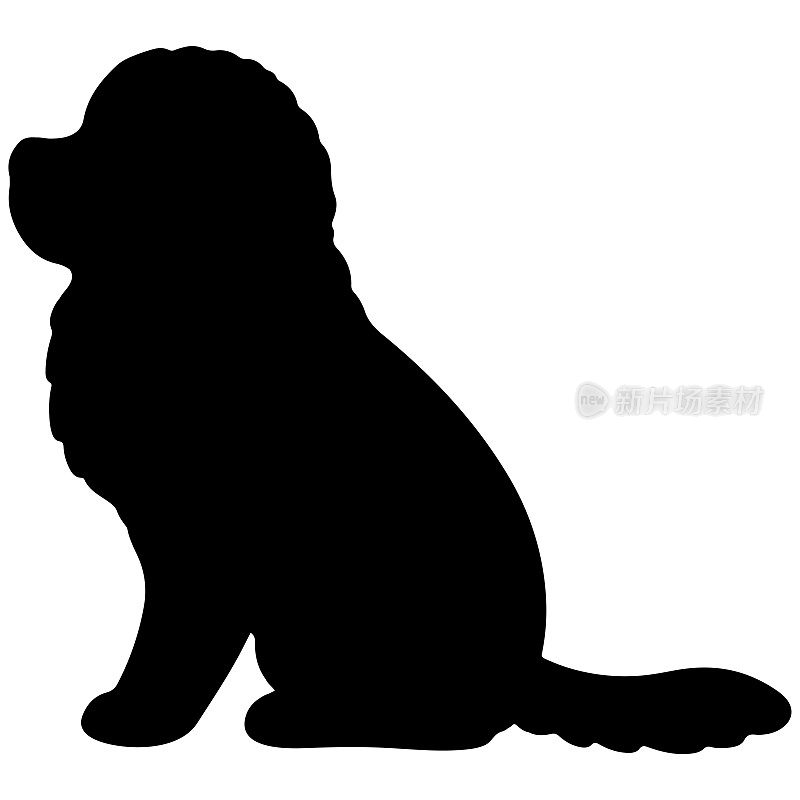 简单而可爱的纽芬兰犬剪影坐在侧视图