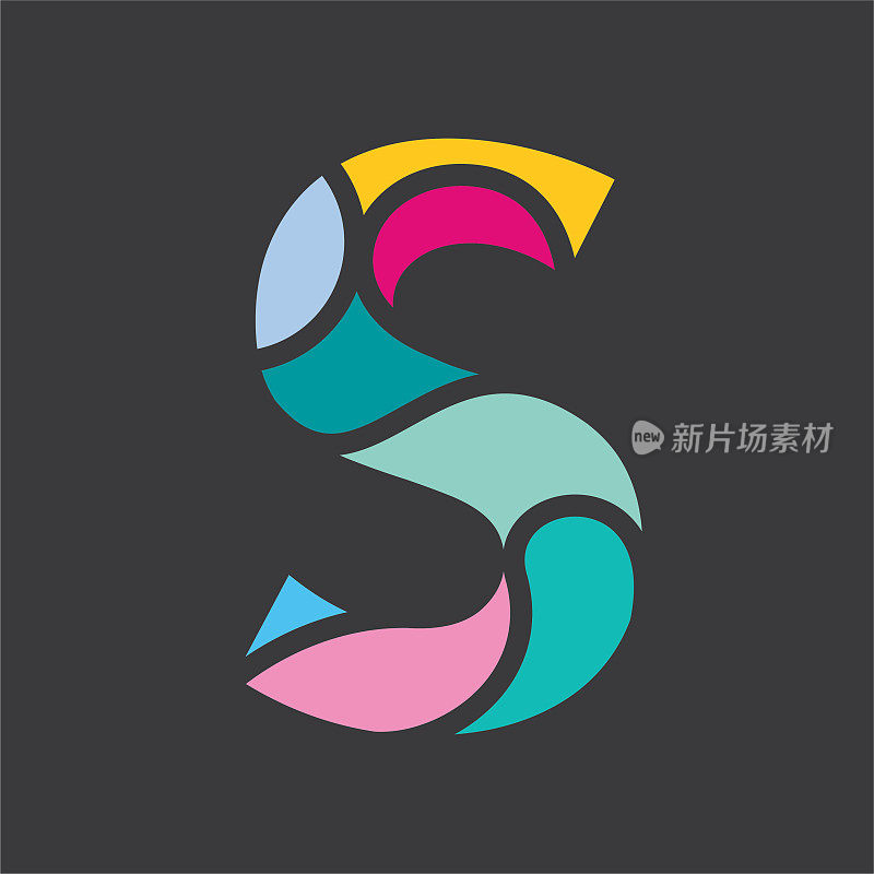 现代彩色方块字母矢量插图