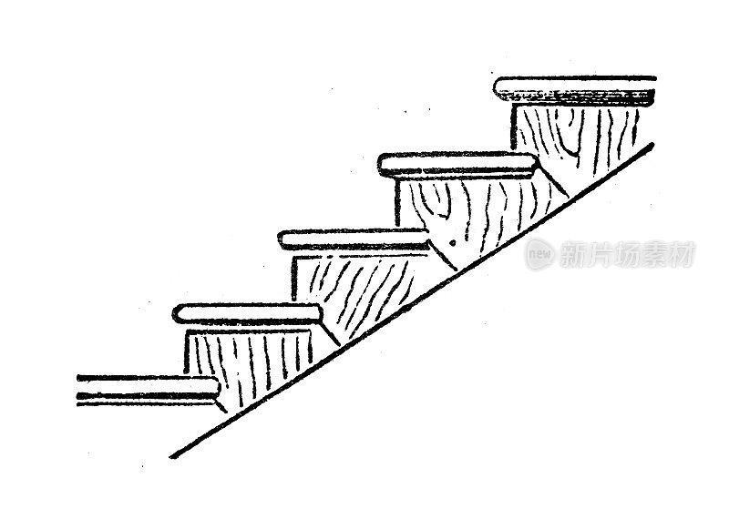 古玩雕刻插画:楼梯