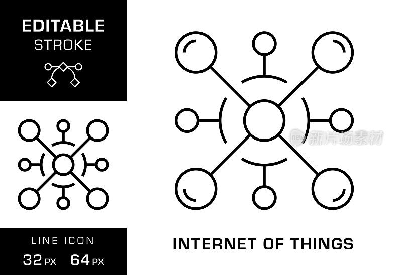物联网可编辑笔画线图标设计