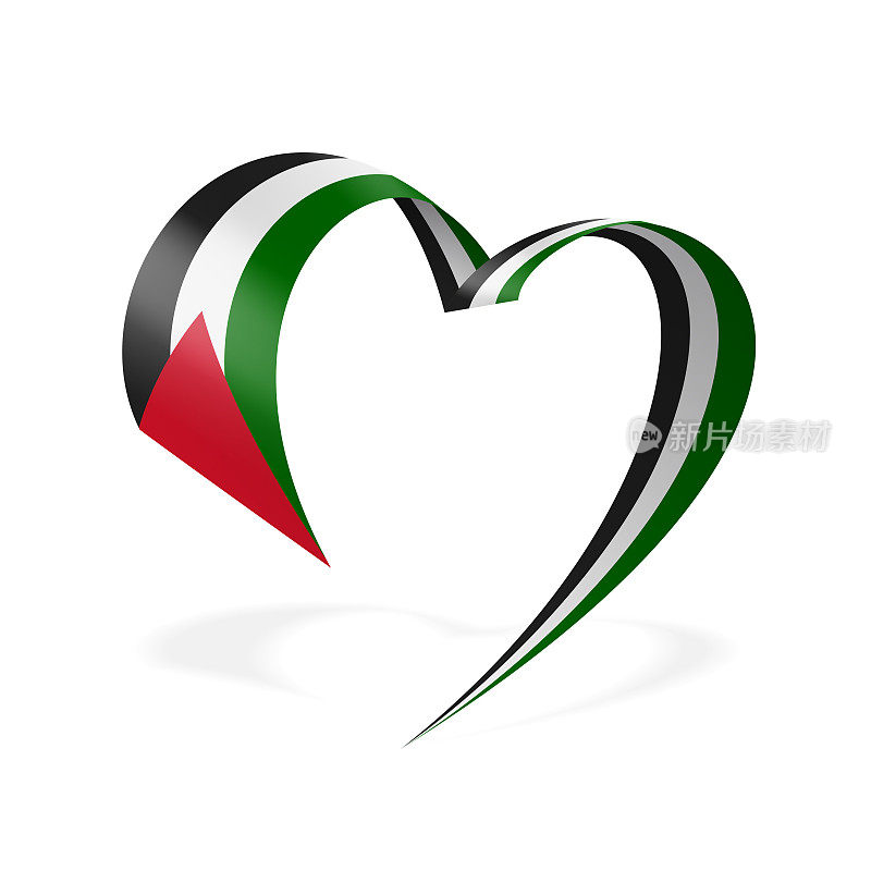 巴勒斯坦――心带旗。巴勒斯坦心形旗帜。股票矢量图