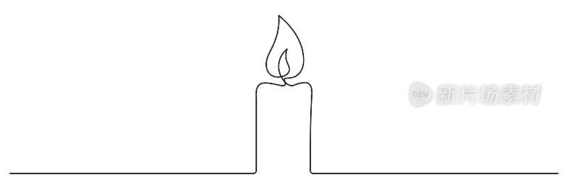 燃烧的蜡烛连续画了一条线。