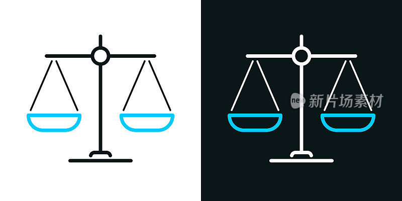 平衡。黑色或白色背景上的双色线图标-可编辑的笔画