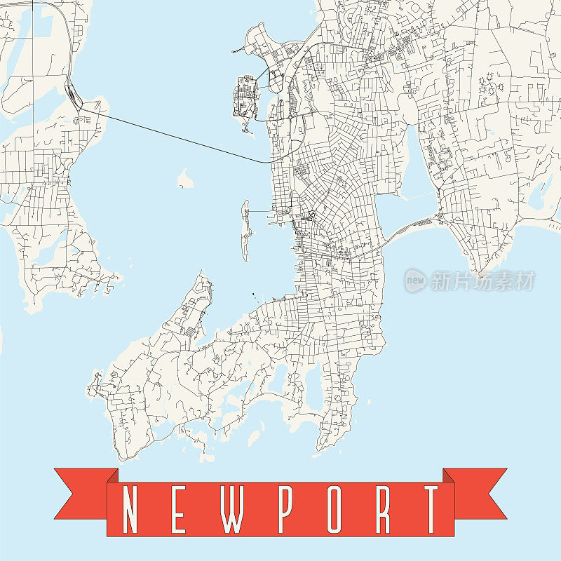 新港，罗德岛，美国矢量地图