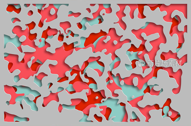 抽象色彩液体流动剪纸效果图案背景