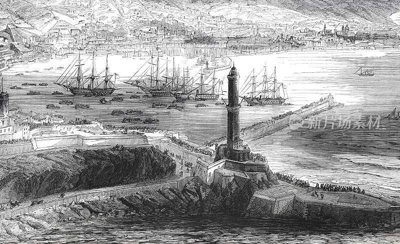 1859年4月26日法国舰队在热那亚港登陆
