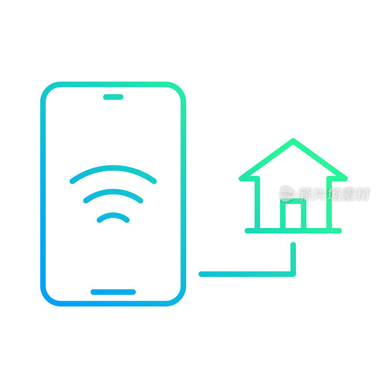 智能家居渐变线图标。Icon适用于网页设计、移动应用、UI、UX和GUI设计。