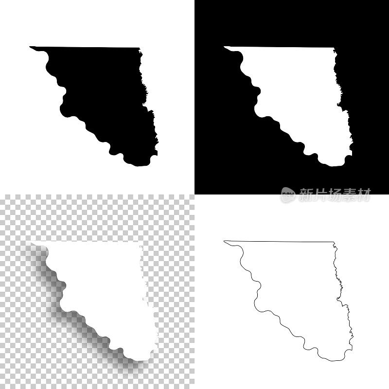霍尔特县，密苏里州。设计地图。空白，白色和黑色背景
