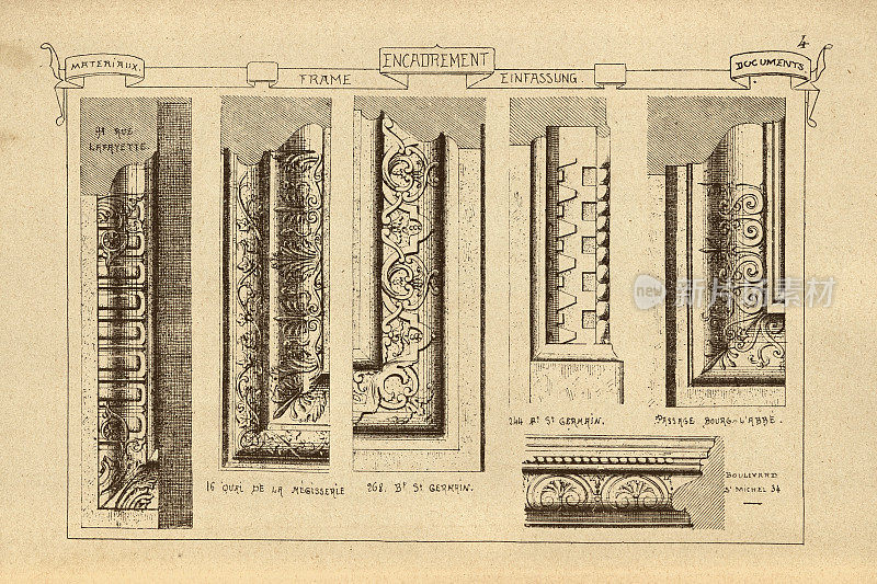 建筑装饰，框架，建筑史，装饰和设计，艺术，法国，维多利亚，19世纪。