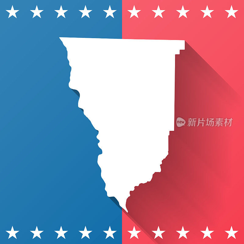 乔治亚州塞米诺尔县。地图在蓝色和红色的背景