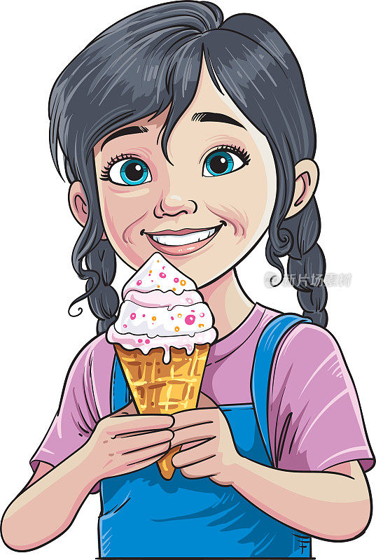 小女孩拿着冰淇淋。jpg