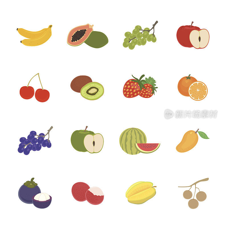 水果集图标，矢量符号符号