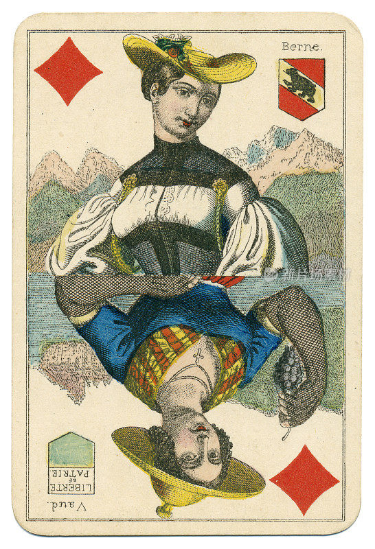钻石皇后Vues和服饰瑞士，1880年