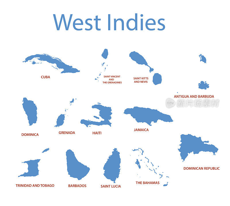 西印度群岛-矢量地图的国家