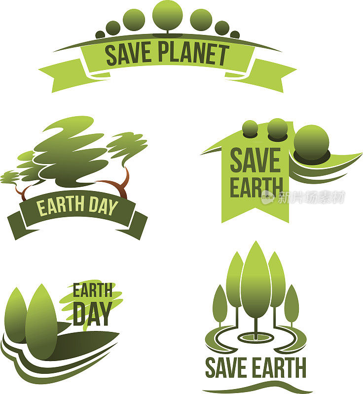 拯救地球和自然生态的矢量图标