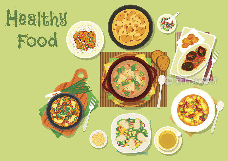 午餐用蘑菇图标为健康食品设计