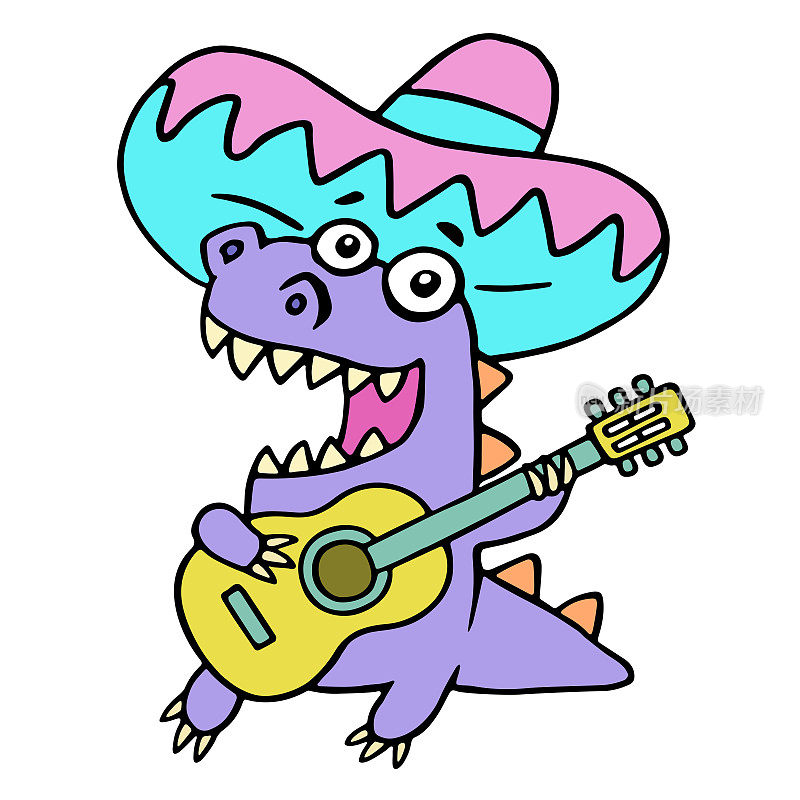 墨西哥彩色吉他手恐龙。