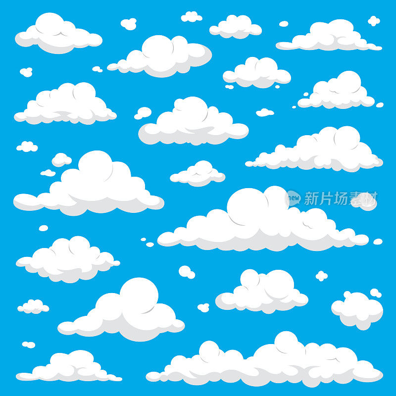 白云孤立在蓝天-卡通向量集