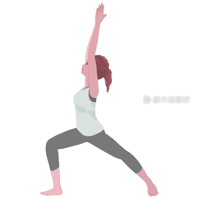 瑜伽英雄女人摆姿势矢量插图