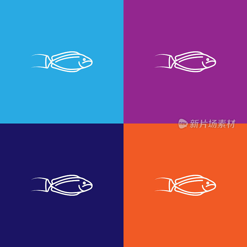 海鲜，大鼻独角鱼的标志。亚洲美食元素插画。收藏图标之一的网站，网页设计，移动应用程序