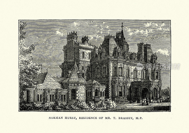 维多利亚时代的英国建筑，诺曼赫斯特宫，东苏塞克斯，1870年代