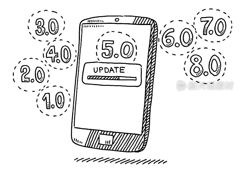 智能手机软件更新数字概念绘图