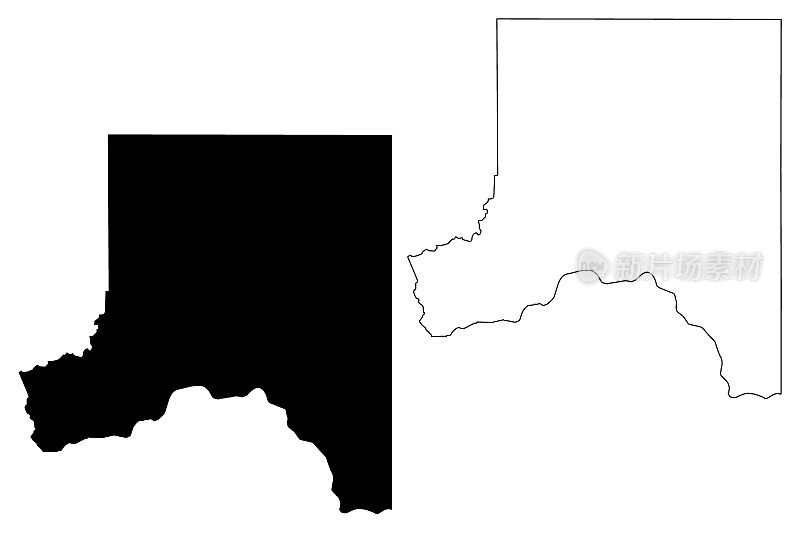 美国华盛顿州惠特曼县(美国县，美国，美国)地图矢量插图，草稿示意图惠特曼地图
