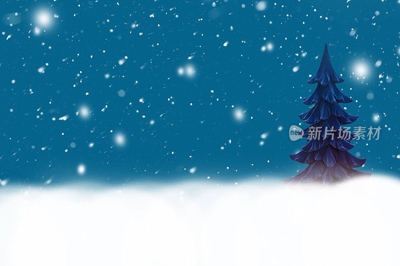 圣诞树在雪中