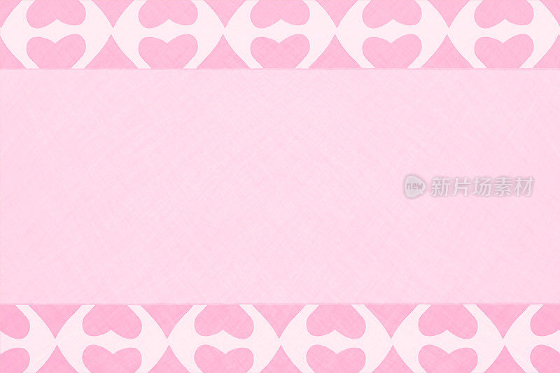 情人节主题的软粉色框背景与一个普通的中心和一个心形图案的边界
