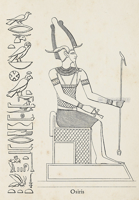 古埃及奥西里斯的象形文字，生育女神