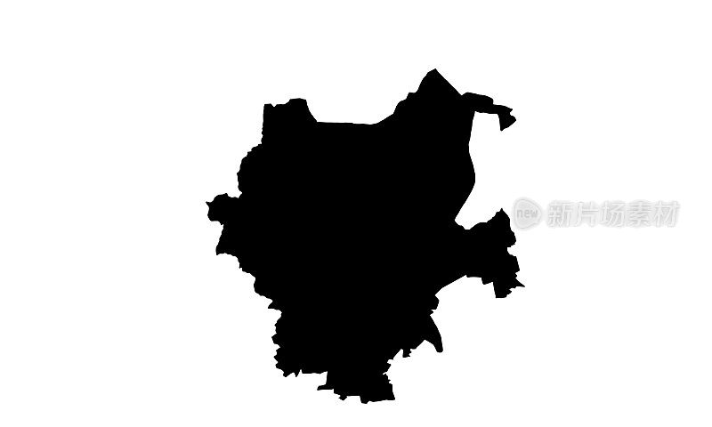 德国门兴格拉德巴赫市的黑色剪影地图