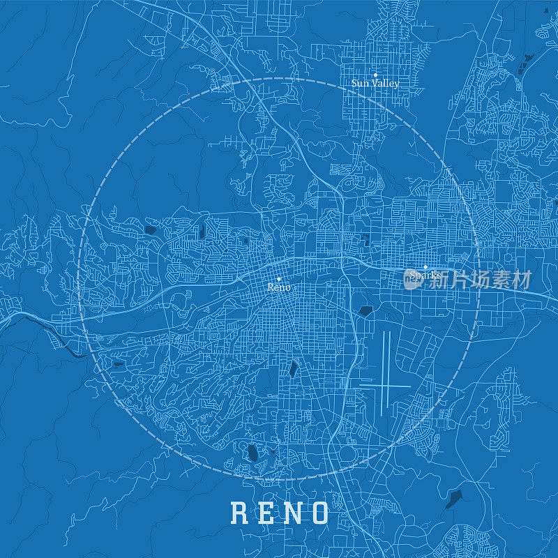 雷诺NV城市矢量道路地图蓝色文本