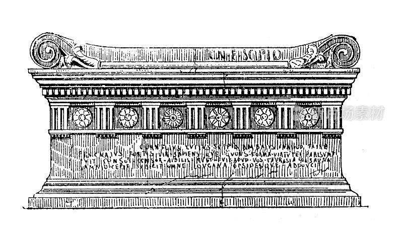 古董插图:西庇阿的墓碑