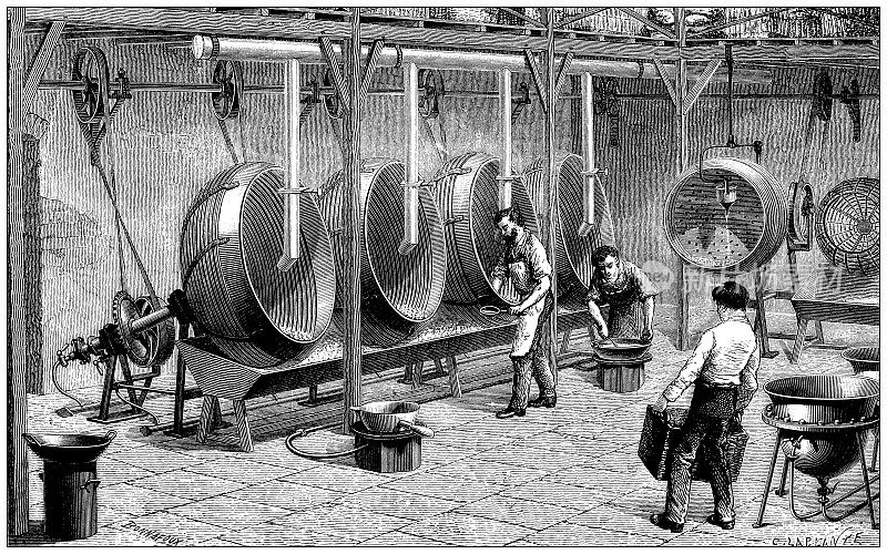 19世纪工业、技术和工艺的古玩插画:糖业和糖果业，dragée