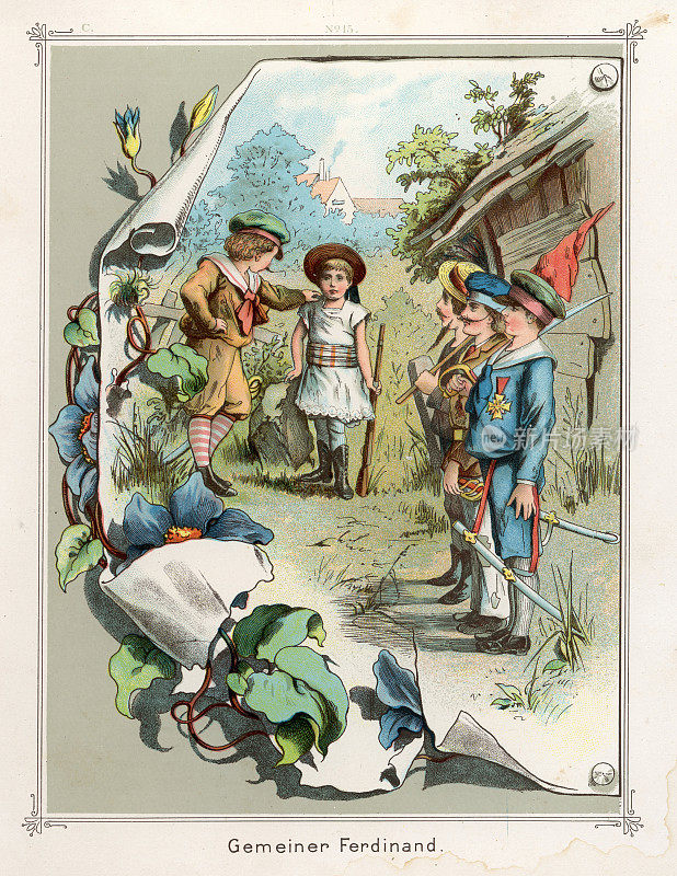 一群穿着制服的小男孩在玩士兵，维多利亚时代的童年
