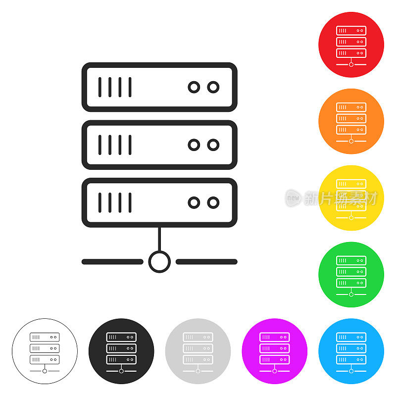 服务器。彩色按钮上的图标