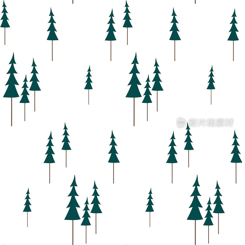 无缝模式与圣诞树。杉木森林包装纸。