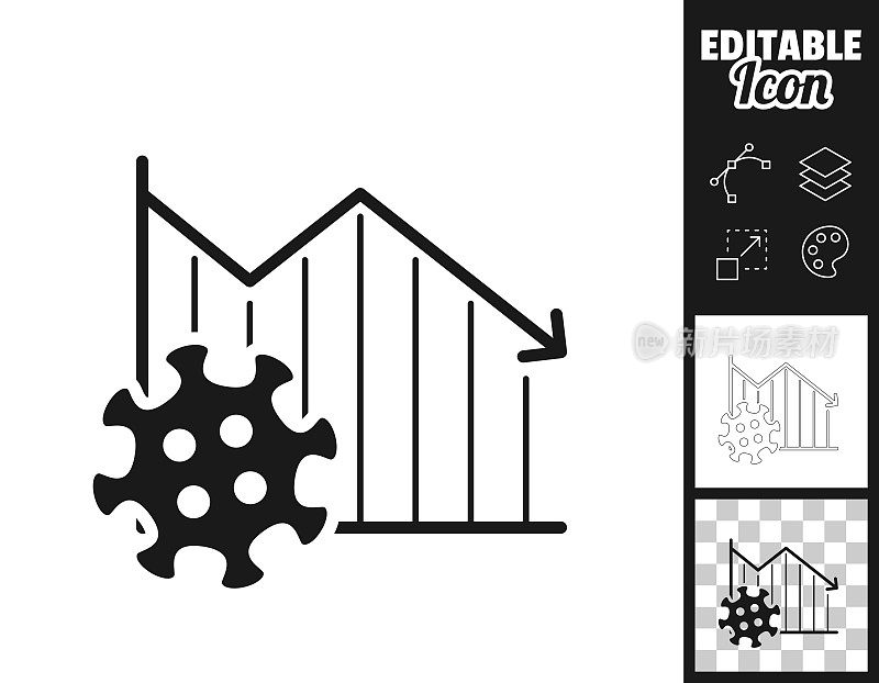 冠状病毒细胞下降图。图标设计。轻松地编辑