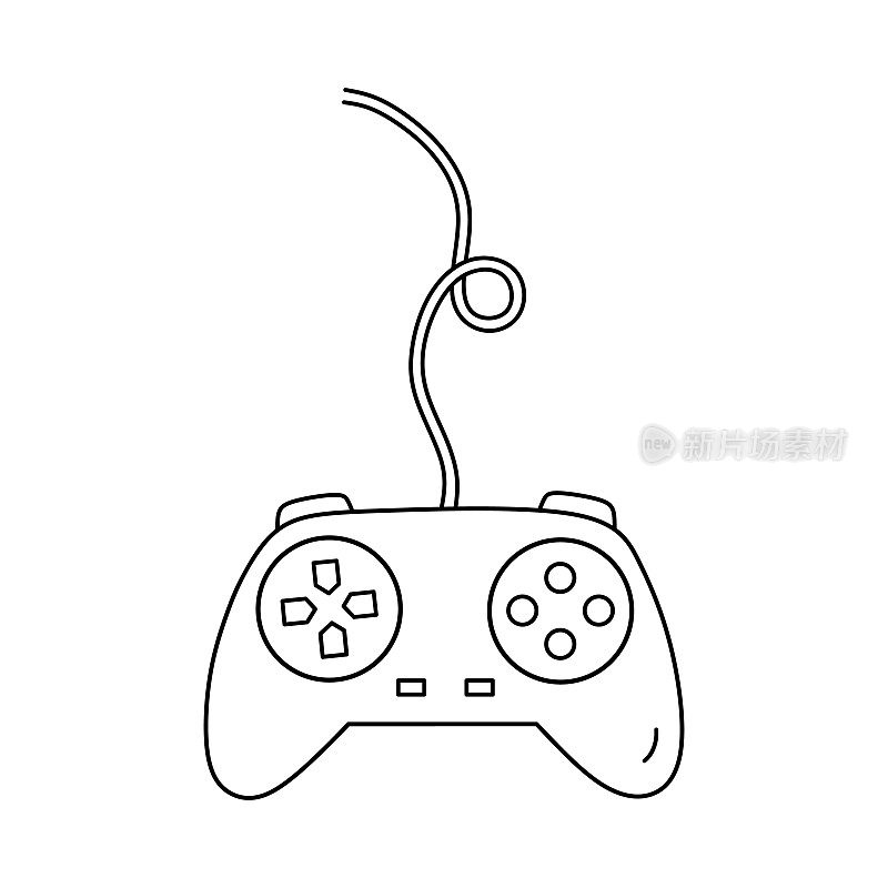 视频游戏控制器，操纵杆手柄孤立在白色背景。矢量手绘插图在涂鸦风格。完美的装饰，卡片，标志，各种设计。