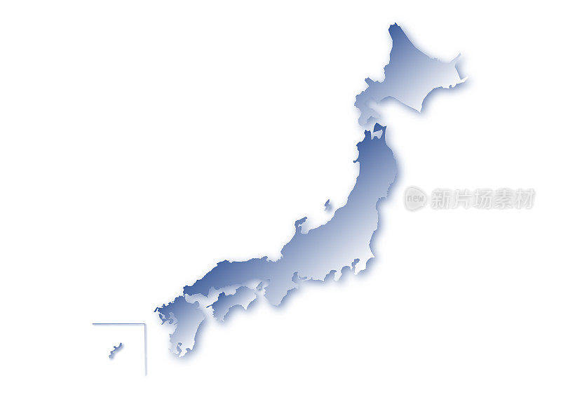 日本的地图。模糊阴影和蓝色渐变设计。矢量插图。