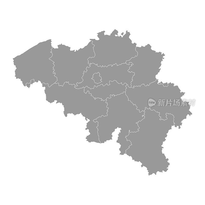 带省的比利时地图。矢量插图。