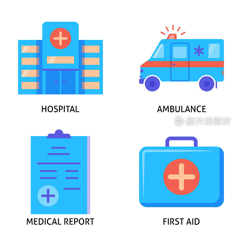 救护车和医院图标集