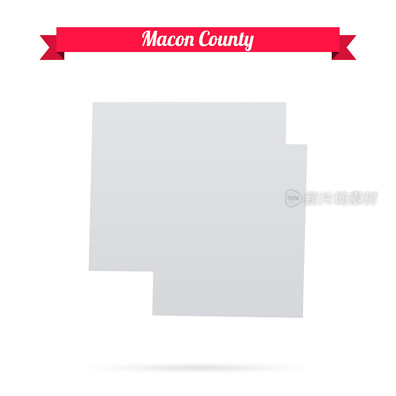 密苏里州梅肯县。白底红旗地图