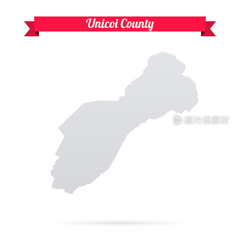 田纳西州尤尼科伊县。白底红旗地图