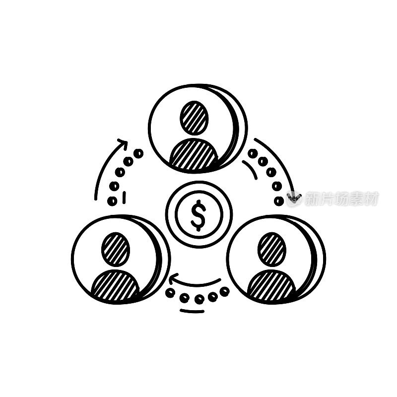 全球投资线图标，草图设计，像素完美，可编辑笔触。标志、标志、符号。钱，省钱。