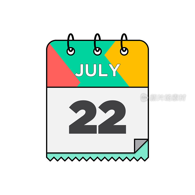 七月-每日日历图标在平面设计风格股票插图