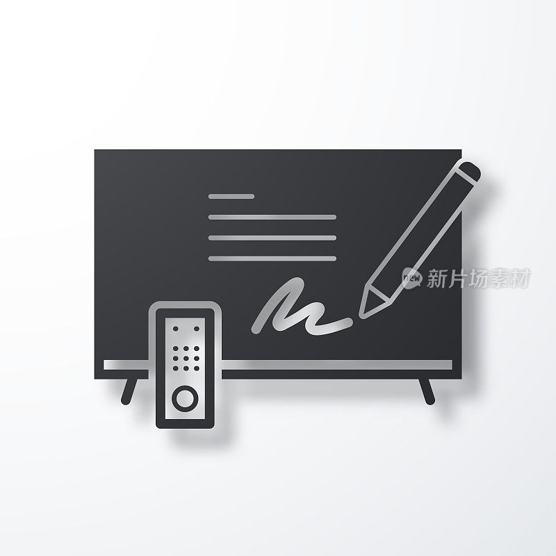 电视电子签名。白色背景上的阴影图标