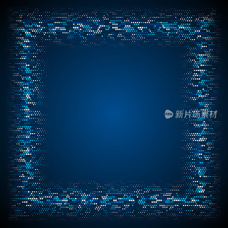 由小圆点组成的蓝白色方形框架