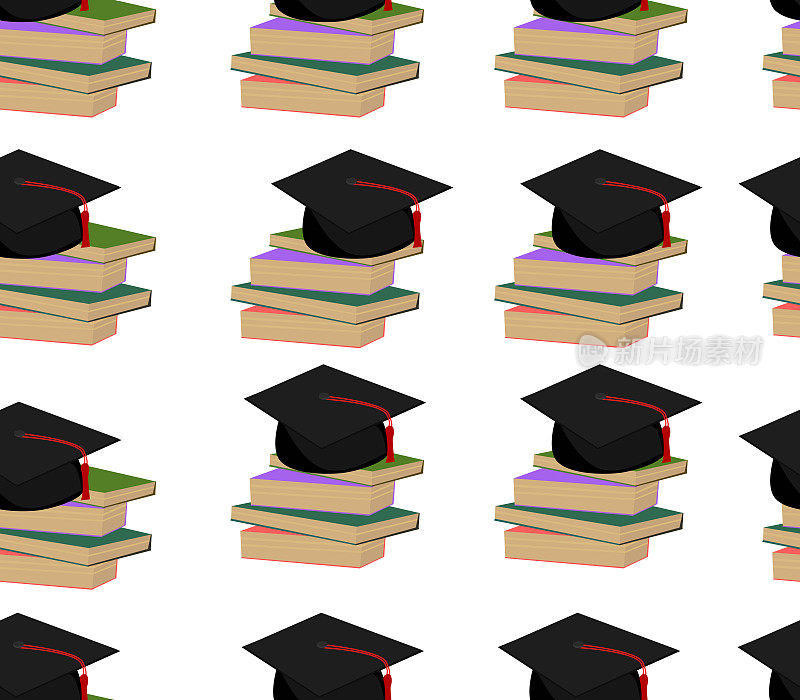 毕业帽与书籍背景无缝衔接