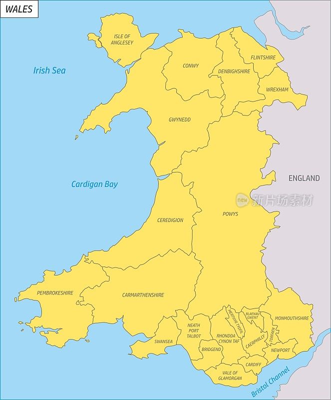威尔士地区地图